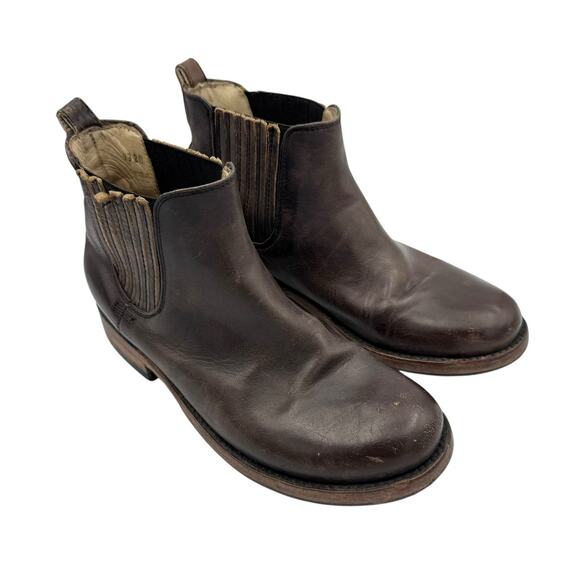 Mexico Dark Brown Leather Round Toe Pull On Chelsea Western Ankle Boots - Picture 6 of 10